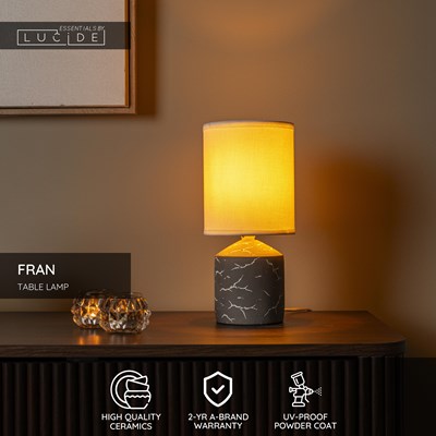 Lucide FRAN - Table lamp - Ø 13 cm - 1xE14 - Taupe | Essential